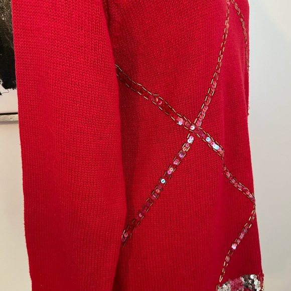 Crystal Kobe Red Jeweled Holiday Sweater Size Small - Picture 9 of 11